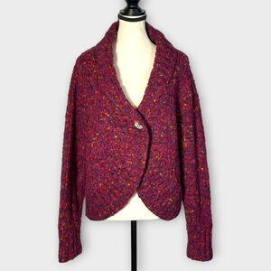 Chicos Cardigan Sweater Shrug Sz 3 (XL) Plum Cozy Knit